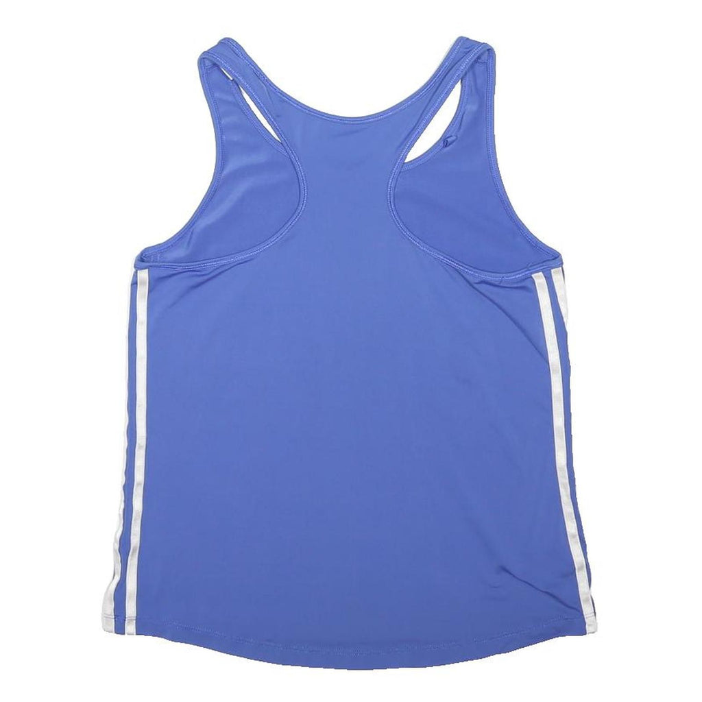 ADIDAS Womens Blue & White Sleeveless Racer Back T-Shirt M Sports Activewear