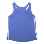 ADIDAS Womens Blue & White Sleeveless Racer Back T-Shirt M Sports Activewear