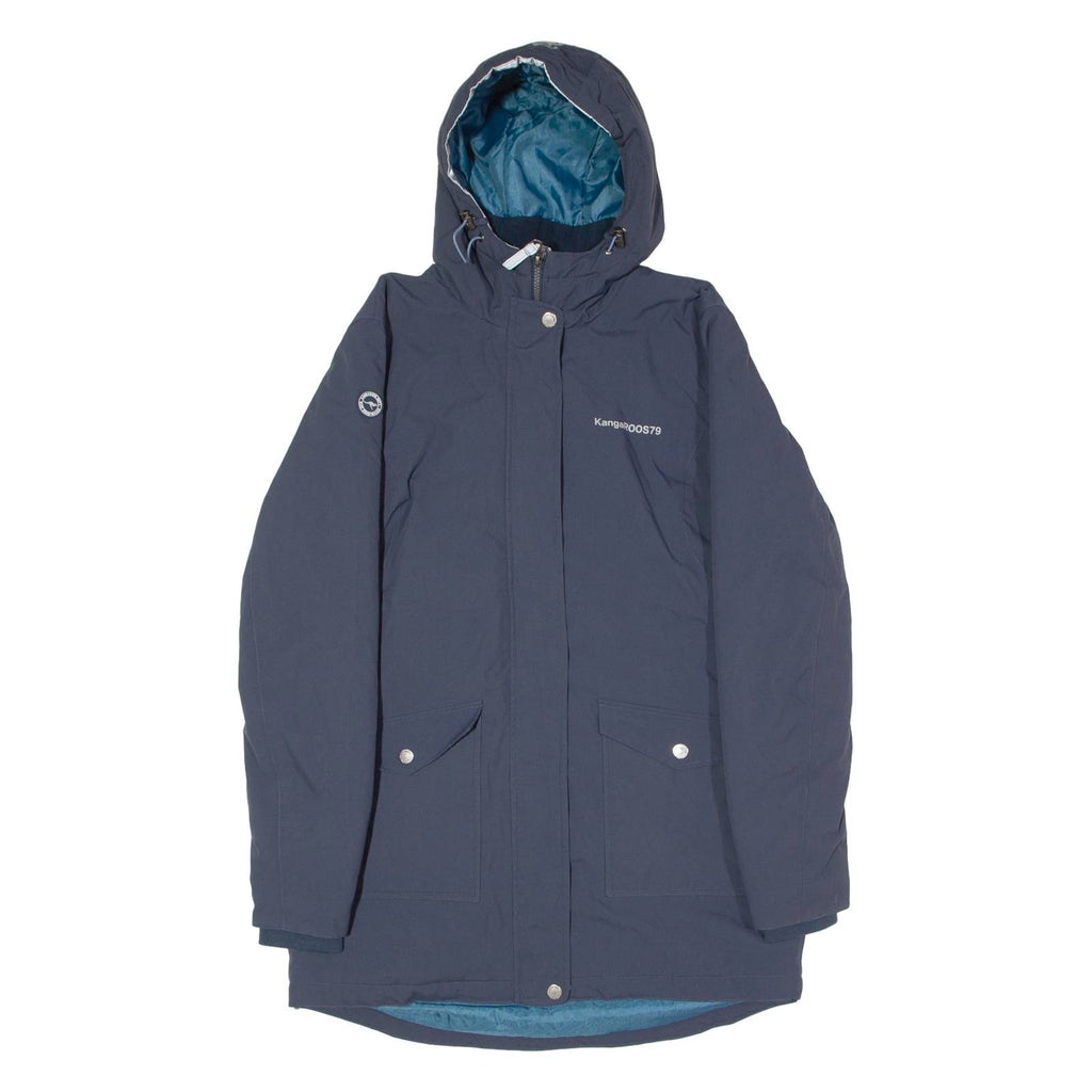 KANGAROOS Womens Parka Coat Blue Hooded UK 14