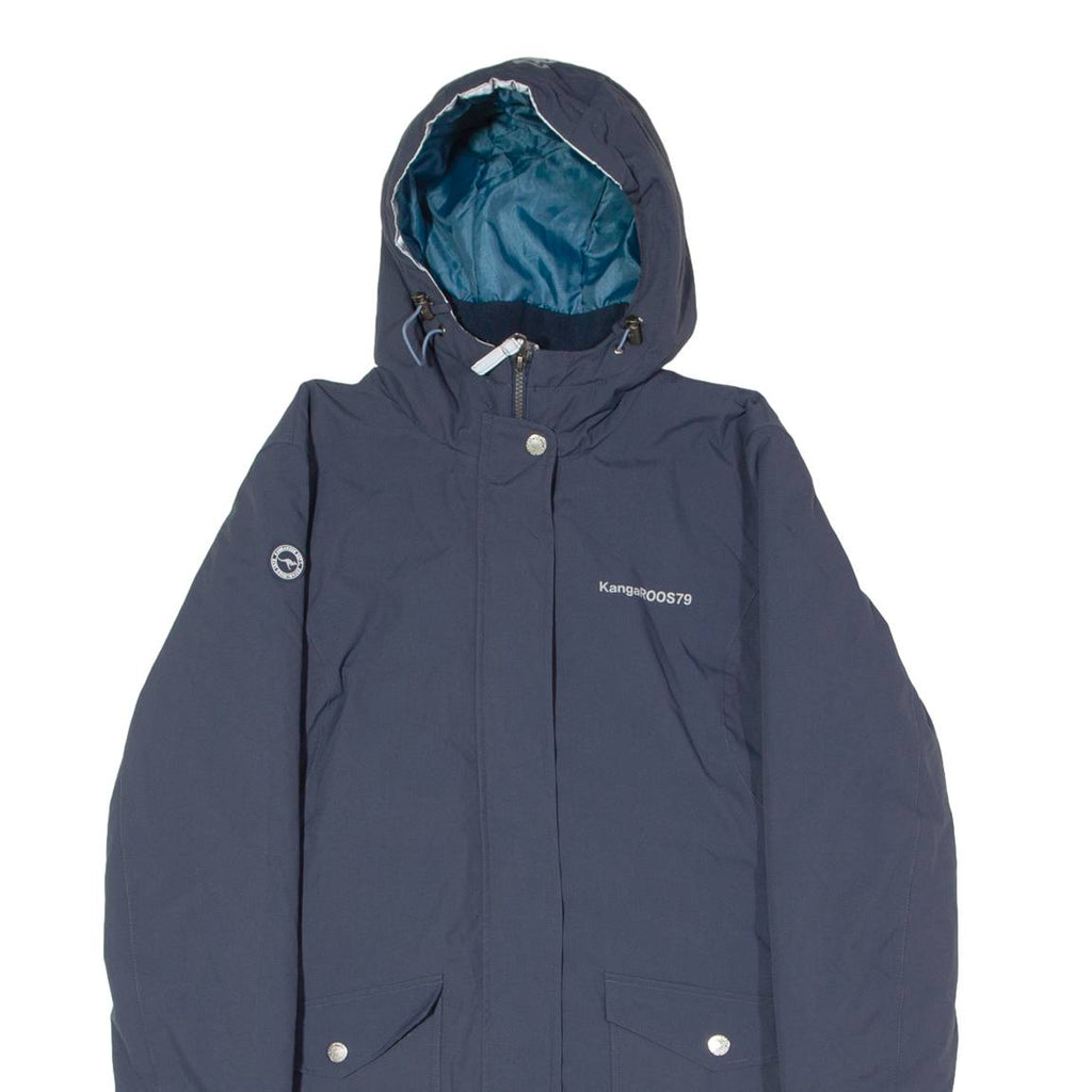 KANGAROOS Womens Parka Coat Blue Hooded UK 14