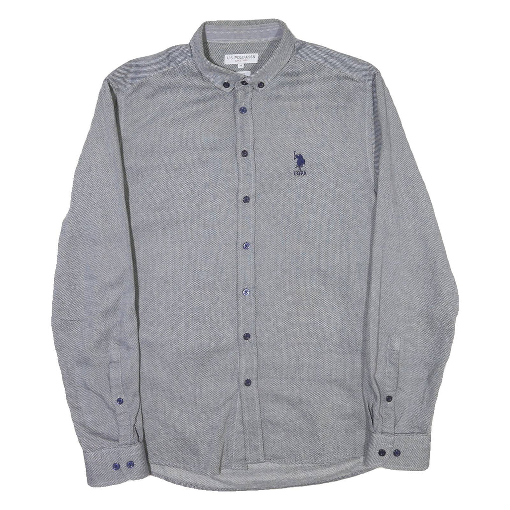 U.S. POLO ASSN Mens Blue Button-Down Shirt M Cotton Blend Classic Fit Casual