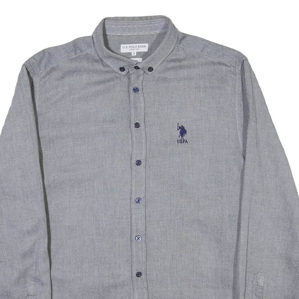 U.S. POLO ASSN Mens Blue Button-Down Shirt M Cotton Blend Classic Fit Casual