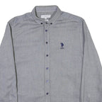 U.S. POLO ASSN Mens Blue Button-Down Shirt M Cotton Blend Classic Fit Casual