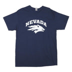 GILDAN Mens Navy Blue Nevada Graphic T-Shirt L Short Sleeve Crew Neck America