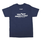 GILDAN Mens Navy Blue Nevada Graphic T-Shirt L Short Sleeve Crew Neck America