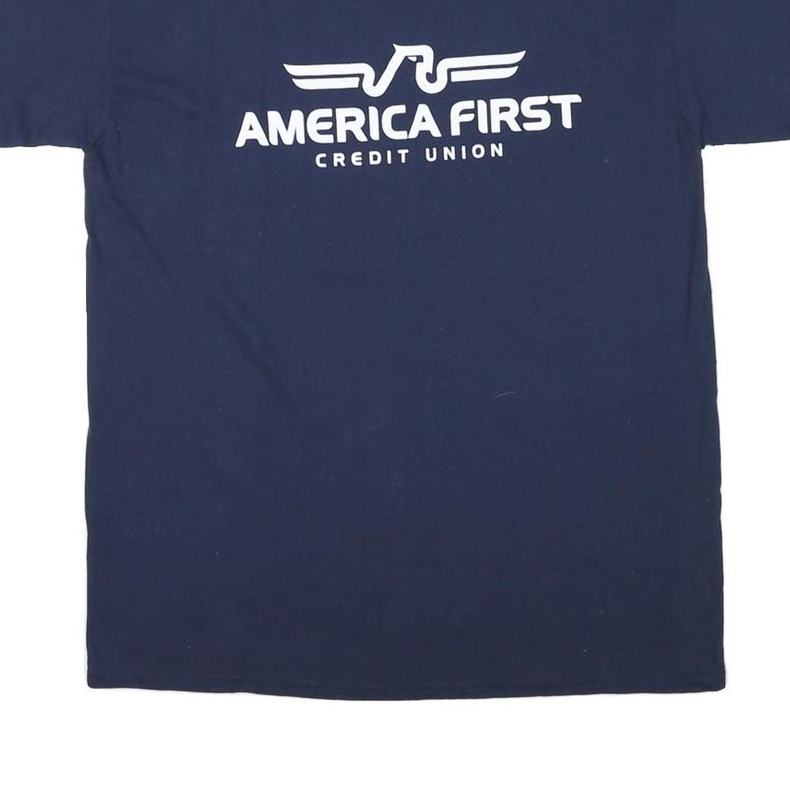 GILDAN Mens Navy Blue Nevada Graphic T-Shirt L Short Sleeve Crew Neck America