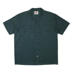 DICKIES Mens Green Workwear Shirt XL Polyester Blend Short Sleeve Button Pockets