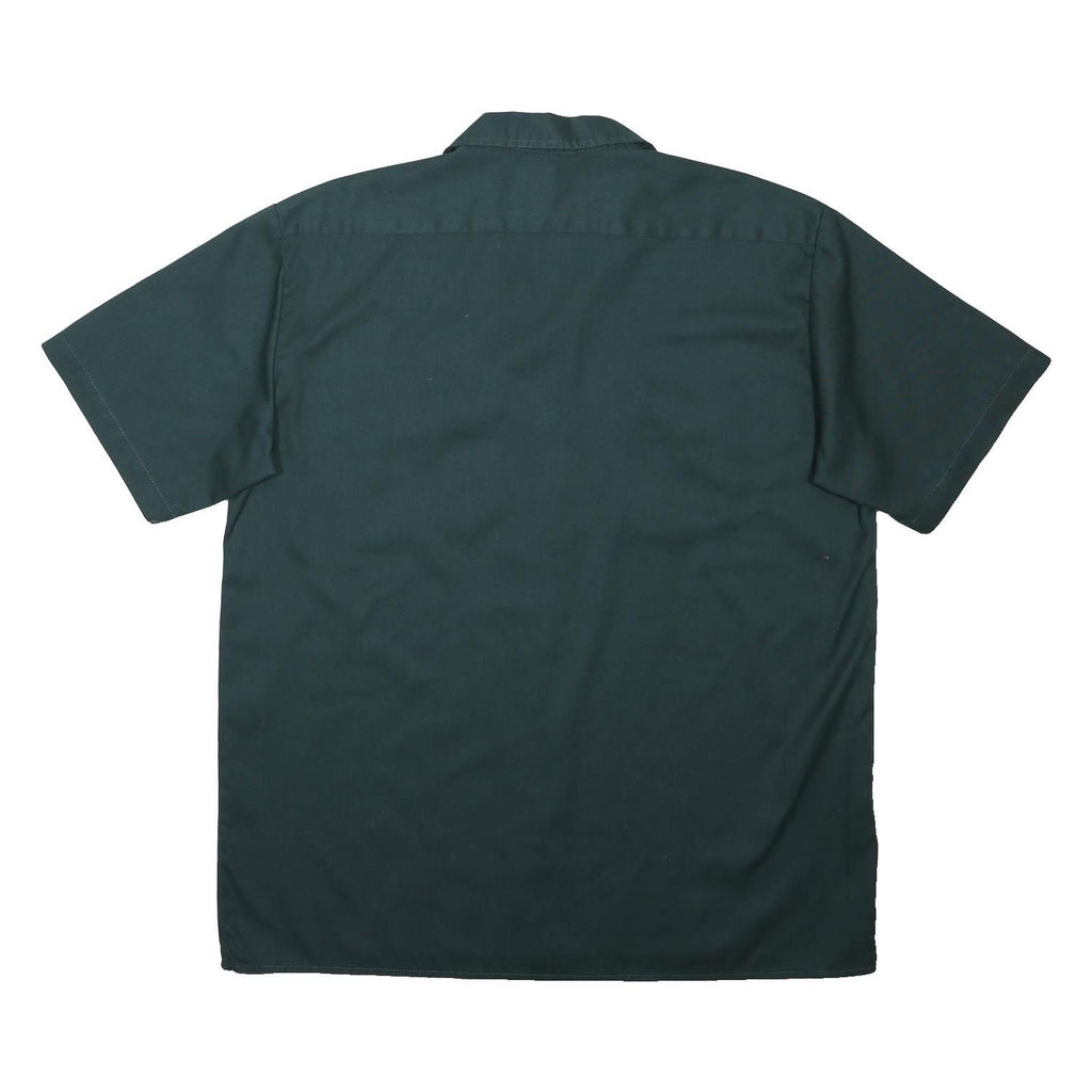 DICKIES Mens Green Workwear Shirt XL Polyester Blend Short Sleeve Button Pockets