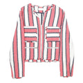 ZARA Womens Red & White Striped Zip Jacket S Woven Long Sleeve Casual