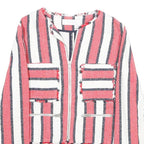 ZARA Womens Red & White Striped Zip Jacket S Woven Long Sleeve Casual