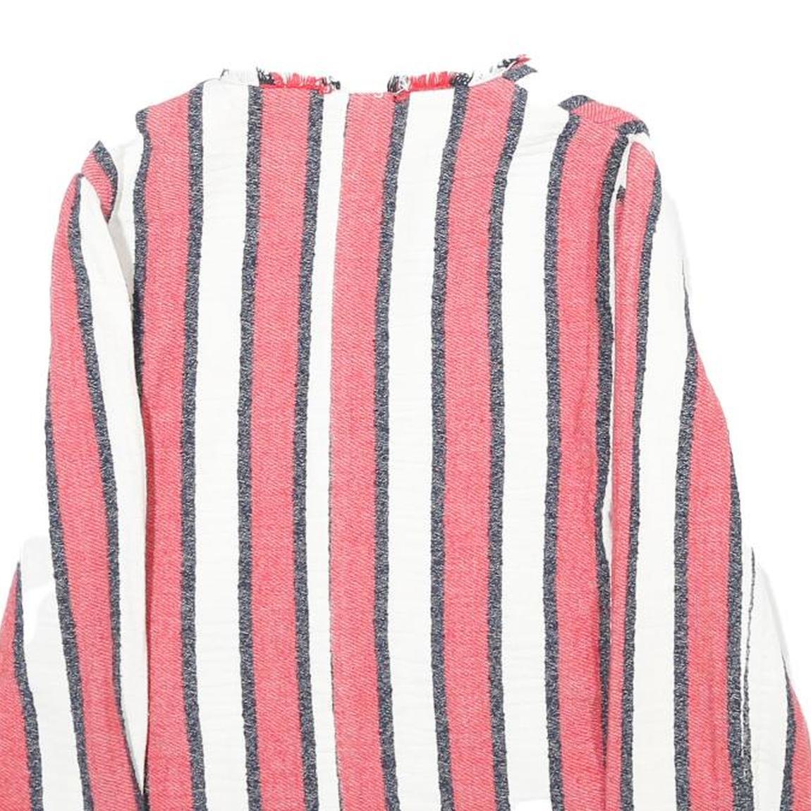ZARA Womens Red & White Striped Zip Jacket S Woven Long Sleeve Casual