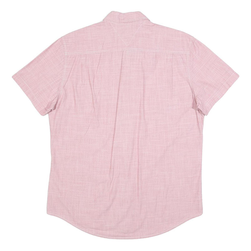 TOMMY HILFIGER Mens Pink Shirt L Button Down Short Sleeve Cotton Casual