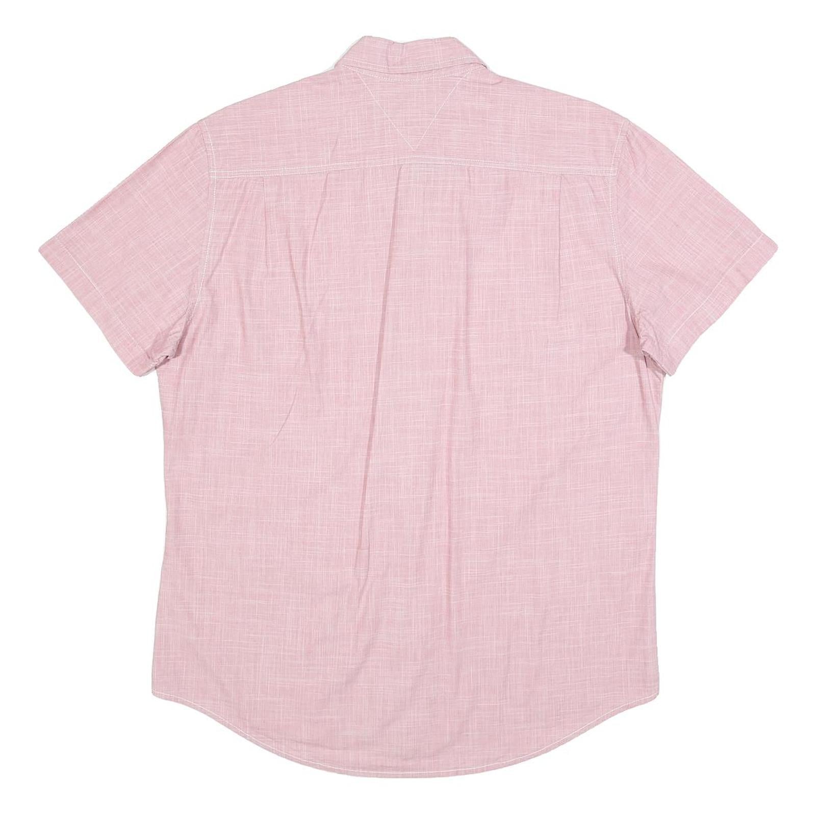 TOMMY HILFIGER Mens Pink Shirt L Button Down Short Sleeve Cotton Casual