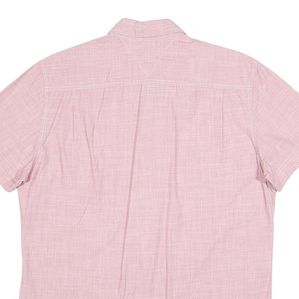 TOMMY HILFIGER Mens Pink Shirt L Button Down Short Sleeve Cotton Casual