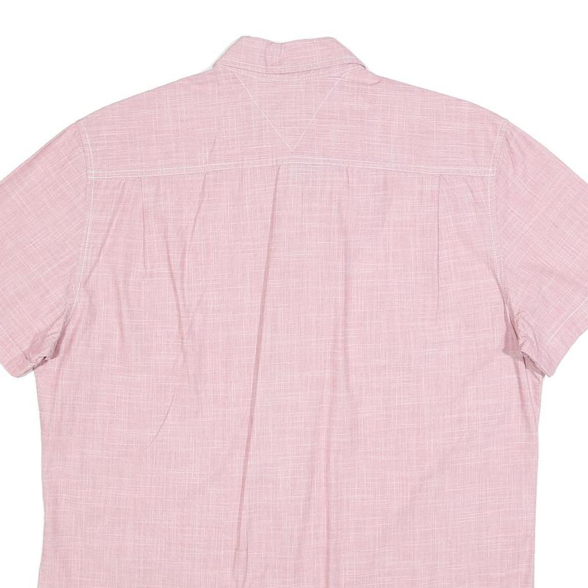 TOMMY HILFIGER Mens Pink Shirt L Button Down Short Sleeve Cotton Casual