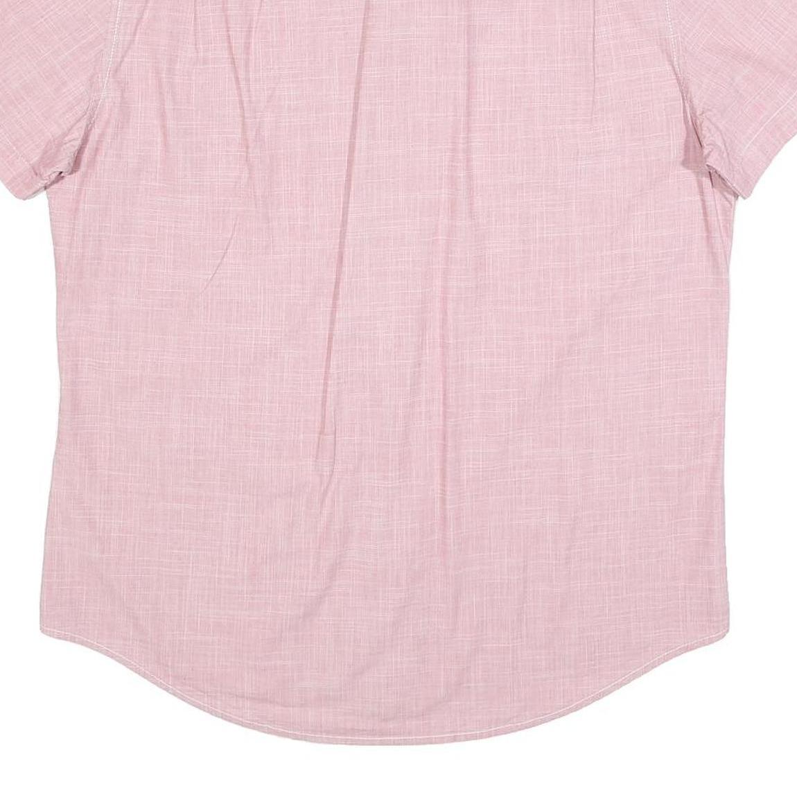 TOMMY HILFIGER Mens Pink Shirt L Button Down Short Sleeve Cotton Casual