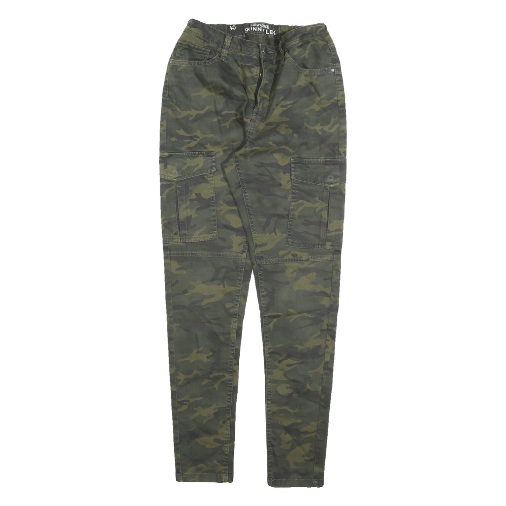 CLOCKHOUSE Womens Cotton Blend Green Camouflage Slim Skinny Trousers W26 L30