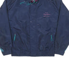 TURNING POINT Mens Navy Blue Jacket L Polyester Blend Zip Casual Retro Bomber