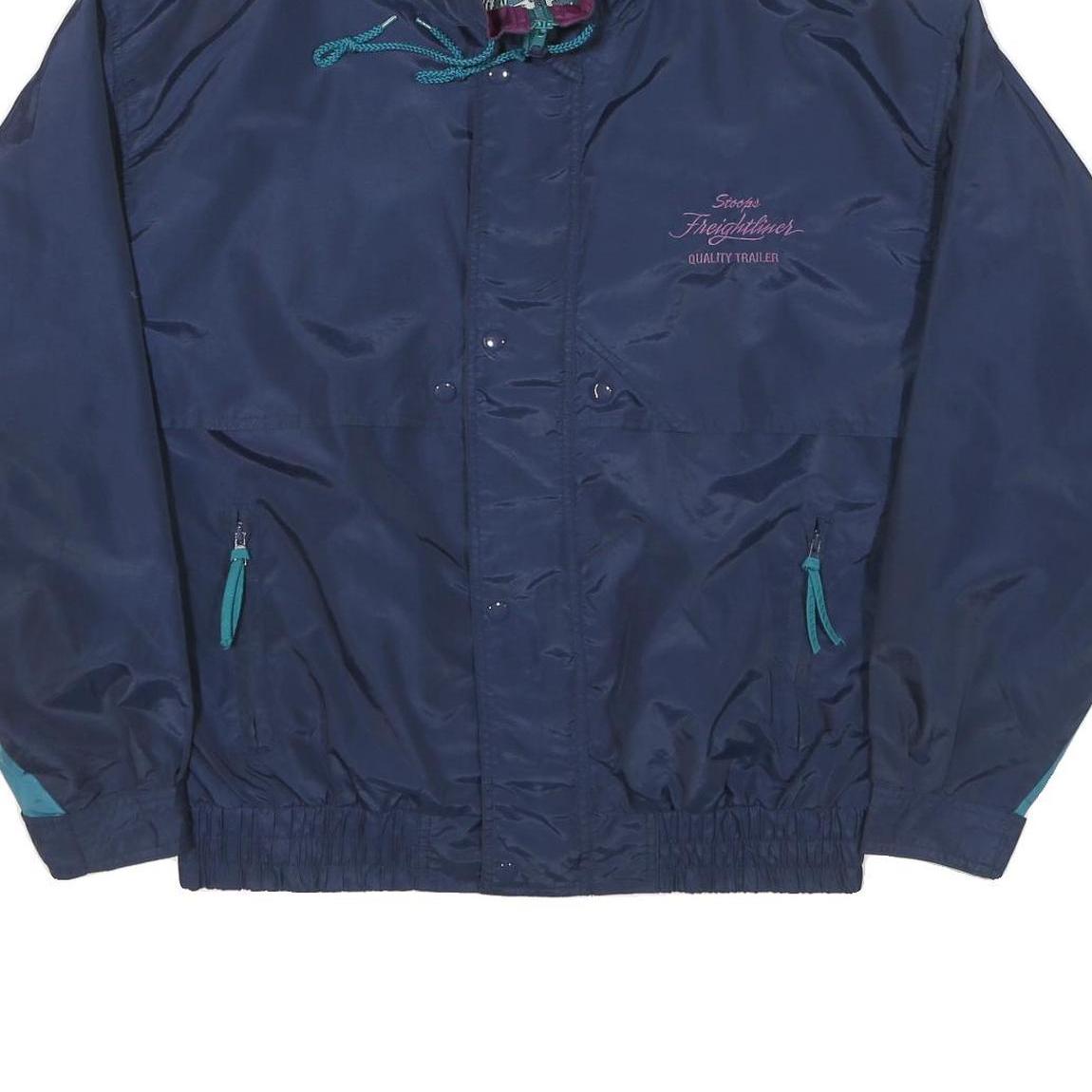 TURNING POINT Mens Navy Blue Jacket L Polyester Blend Zip Casual Retro Bomber