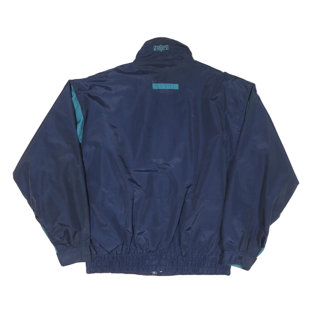 TURNING POINT Mens Navy Blue Jacket L Polyester Blend Zip Casual Retro Bomber