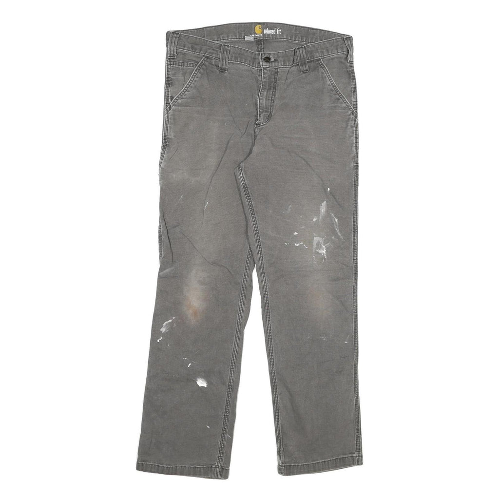CARHARTT Mens Jeans Grey Relaxed Straight Denim Medium W34 L32 Workwear Utility