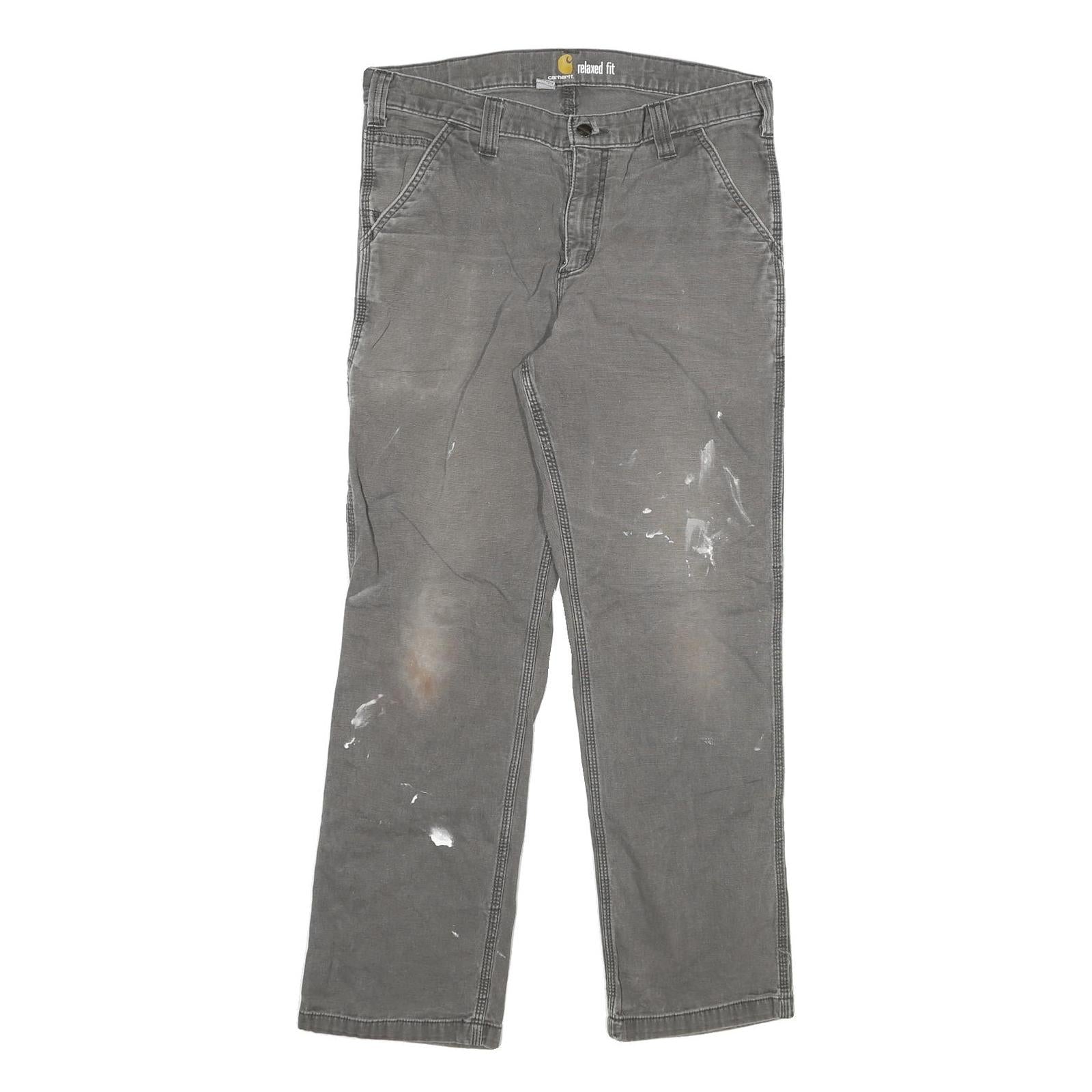 CARHARTT Mens Jeans Grey Relaxed Straight Denim Medium W34 L32 Workwear Utility