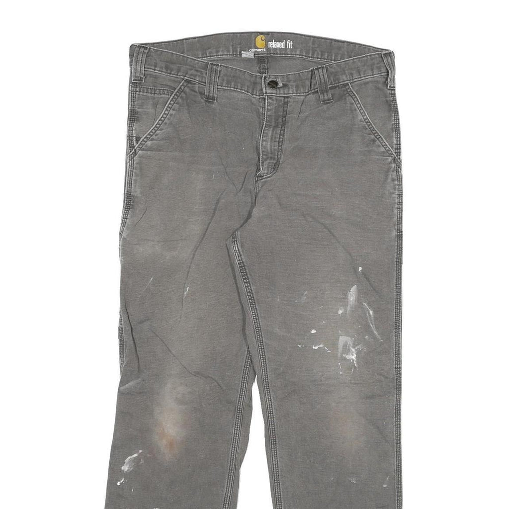 CARHARTT Mens Jeans Grey Relaxed Straight Denim Medium W34 L32 Workwear Utility