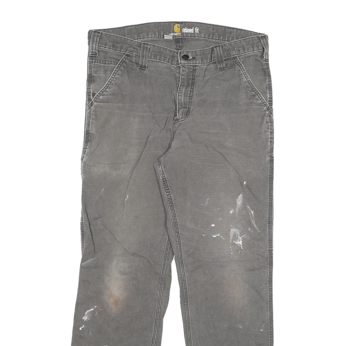 CARHARTT Mens Jeans Grey Relaxed Straight Denim Medium W34 L32 Workwear Utility