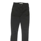 LEVI'S 721 Womens Black Regular Skinny Denim Medium W25 L30 Distressed Jeans