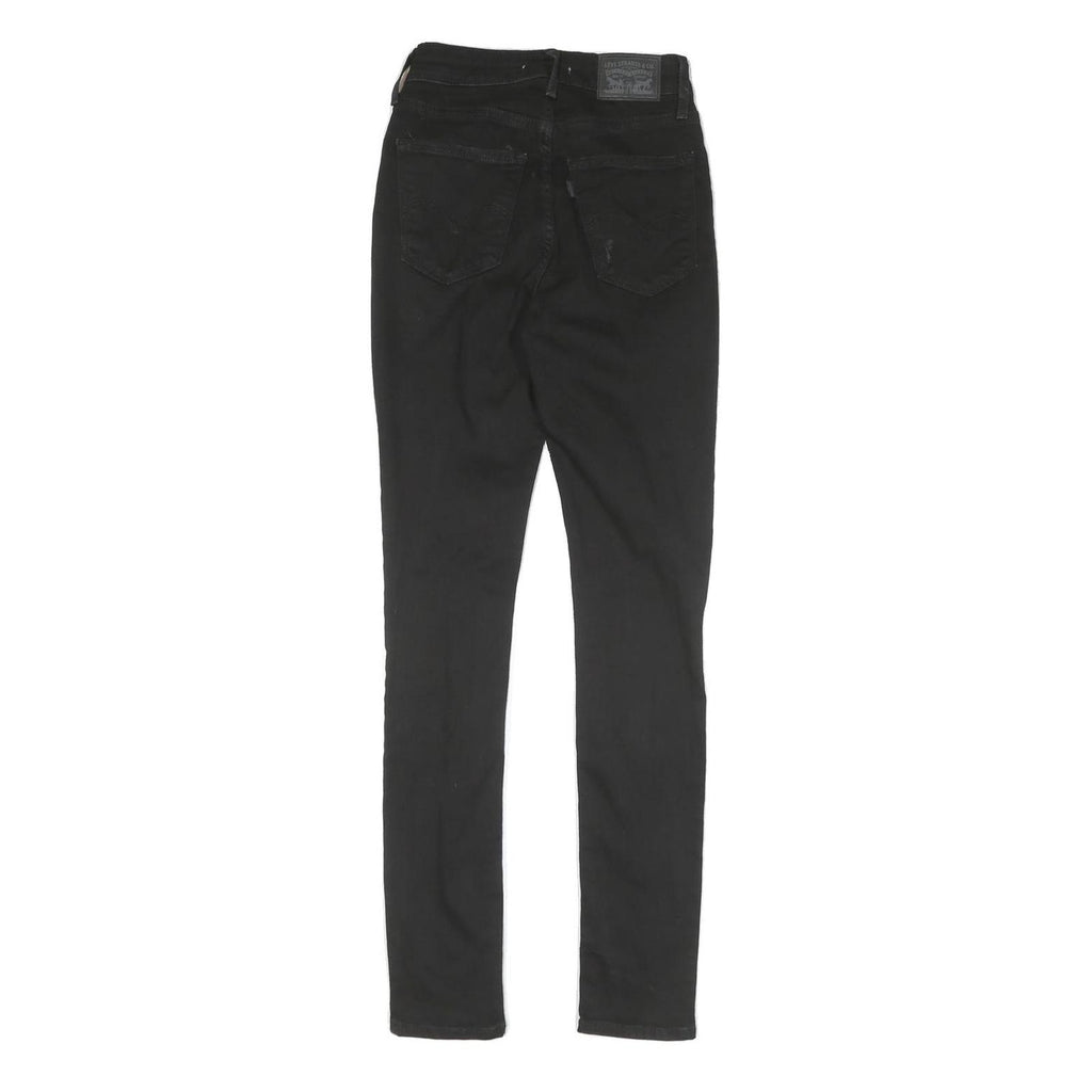 LEVI'S 721 Womens Black Regular Skinny Denim Medium W25 L30 Distressed Jeans