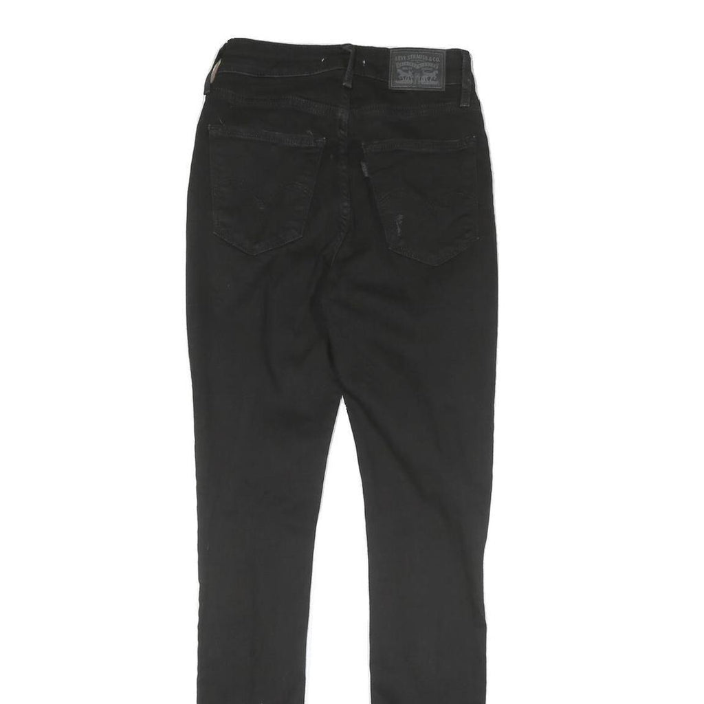 LEVI'S 721 Womens Black Regular Skinny Denim Medium W25 L30 Distressed Jeans