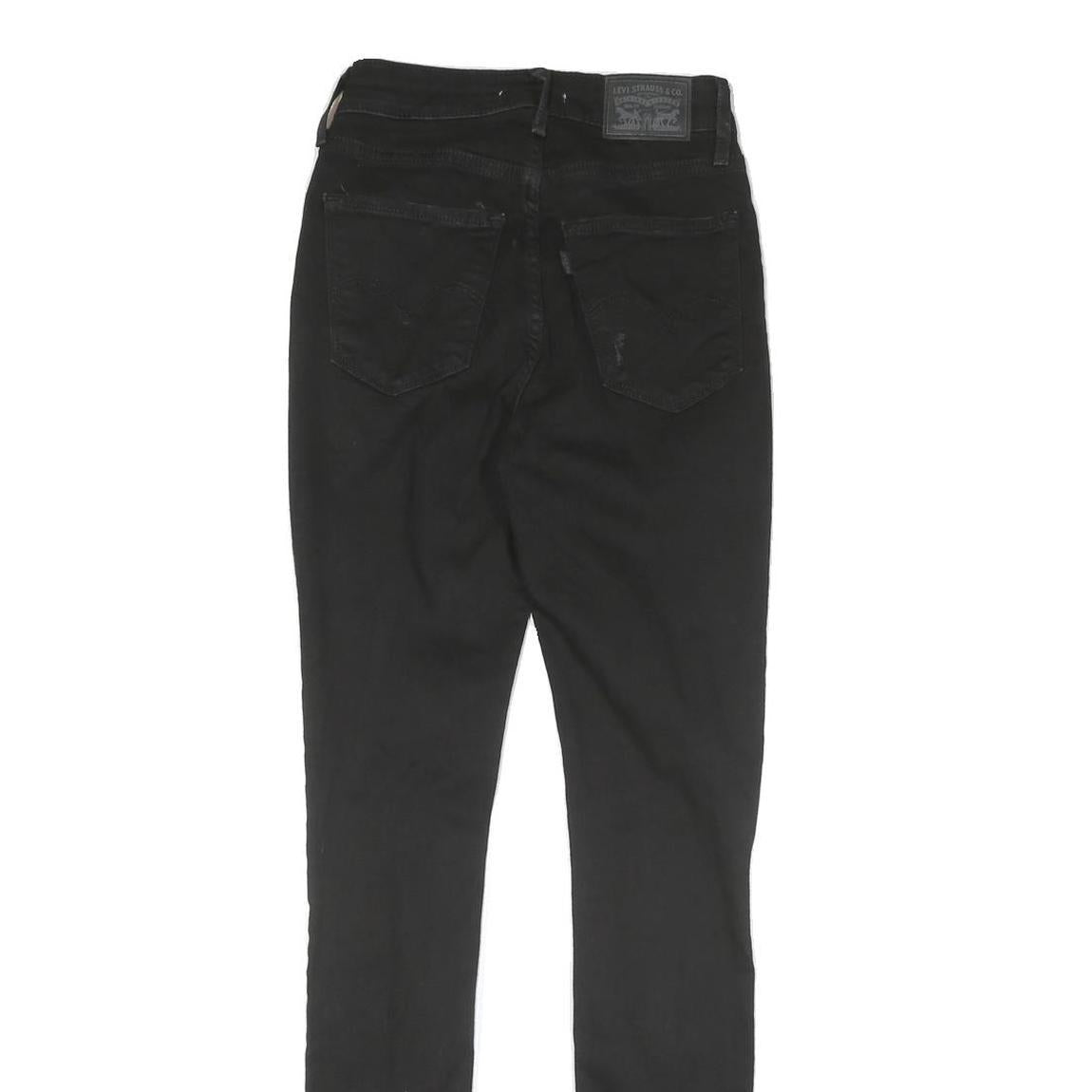 LEVI'S 721 Womens Black Regular Skinny Denim Medium W25 L30 Distressed Jeans