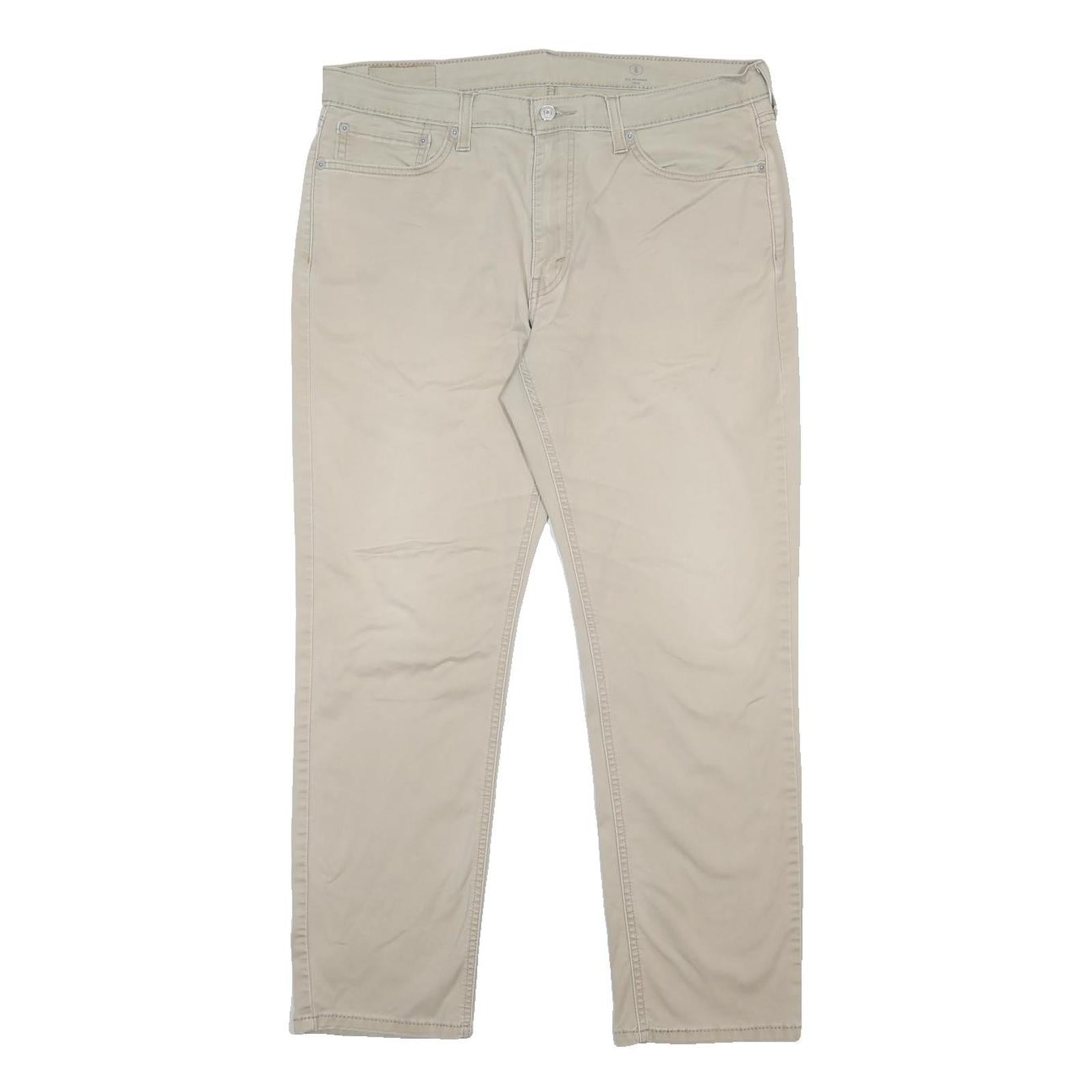 LEVI'S Mens Slim Beige Cotton Blend Trousers W36 L29 Zip Closure Casual Wear
