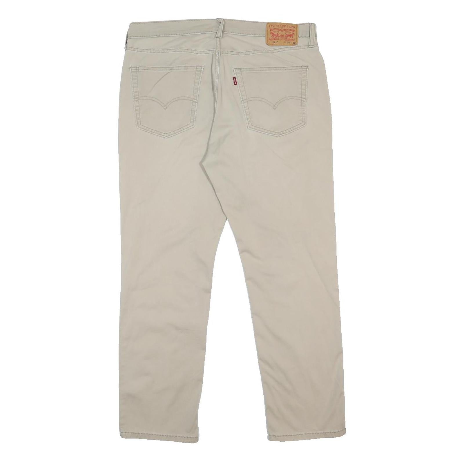 LEVI'S Mens Slim Beige Cotton Blend Trousers W36 L29 Zip Closure Casual Wear