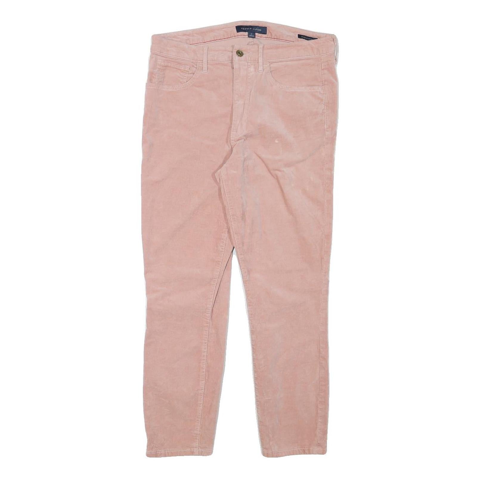 TOMMY HILFIGER Womens Cotton Blend Pink Slim Tapered Trousers W31 L26