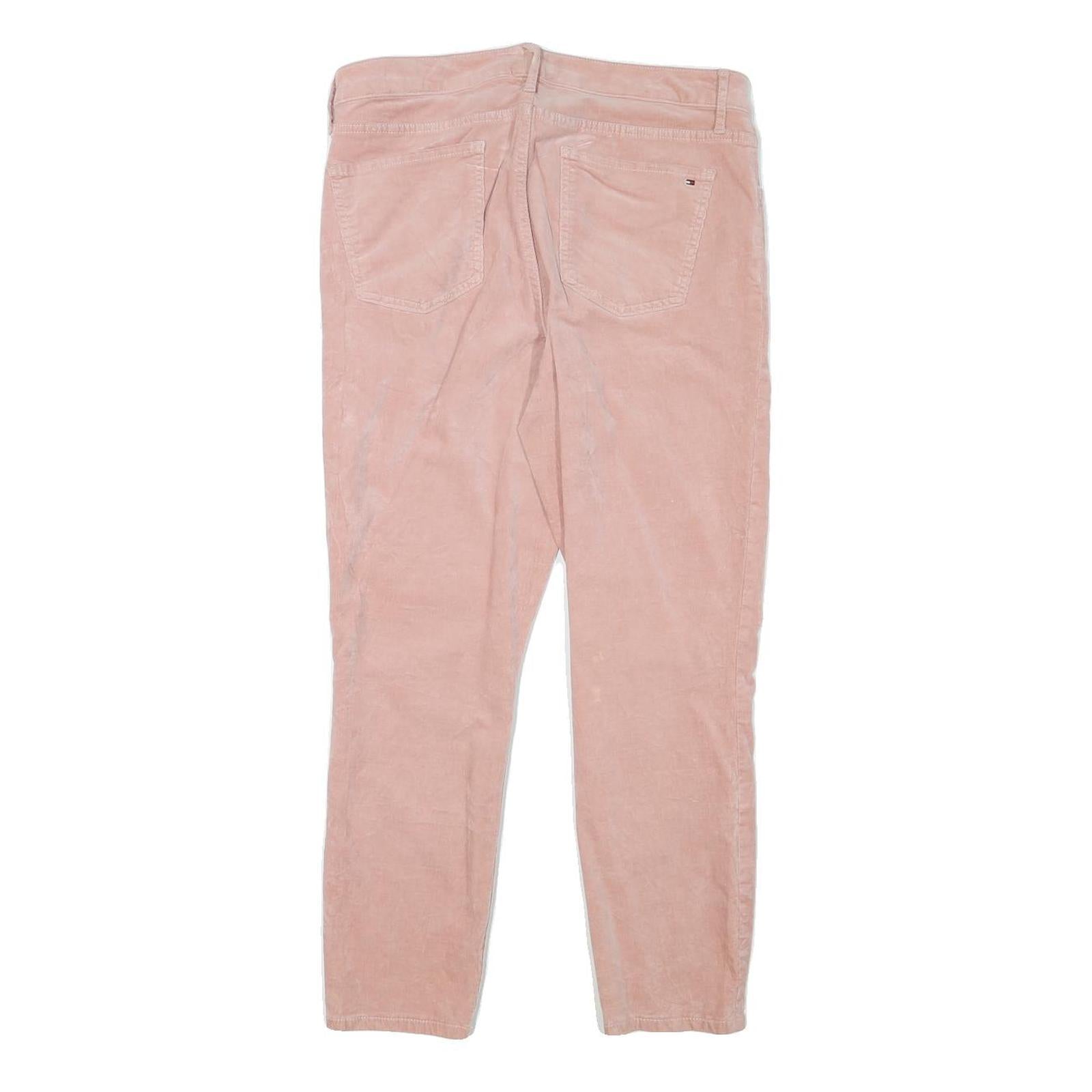 TOMMY HILFIGER Womens Cotton Blend Pink Slim Tapered Trousers W31 L26