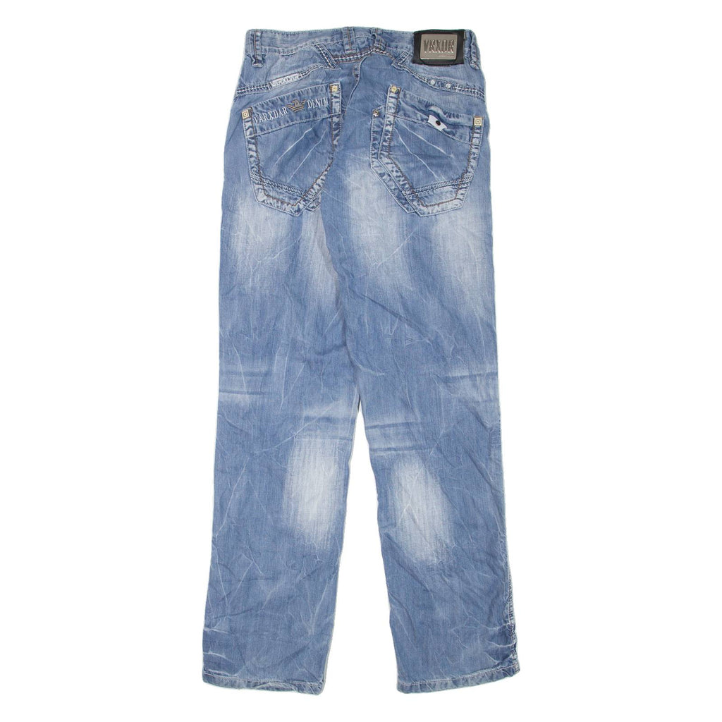 V-ARZ DAR Mens Jeans Blue Regular Straight Stone Wash W30 L30