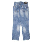 V-ARZ DAR Mens Jeans Blue Regular Straight Stone Wash W30 L30