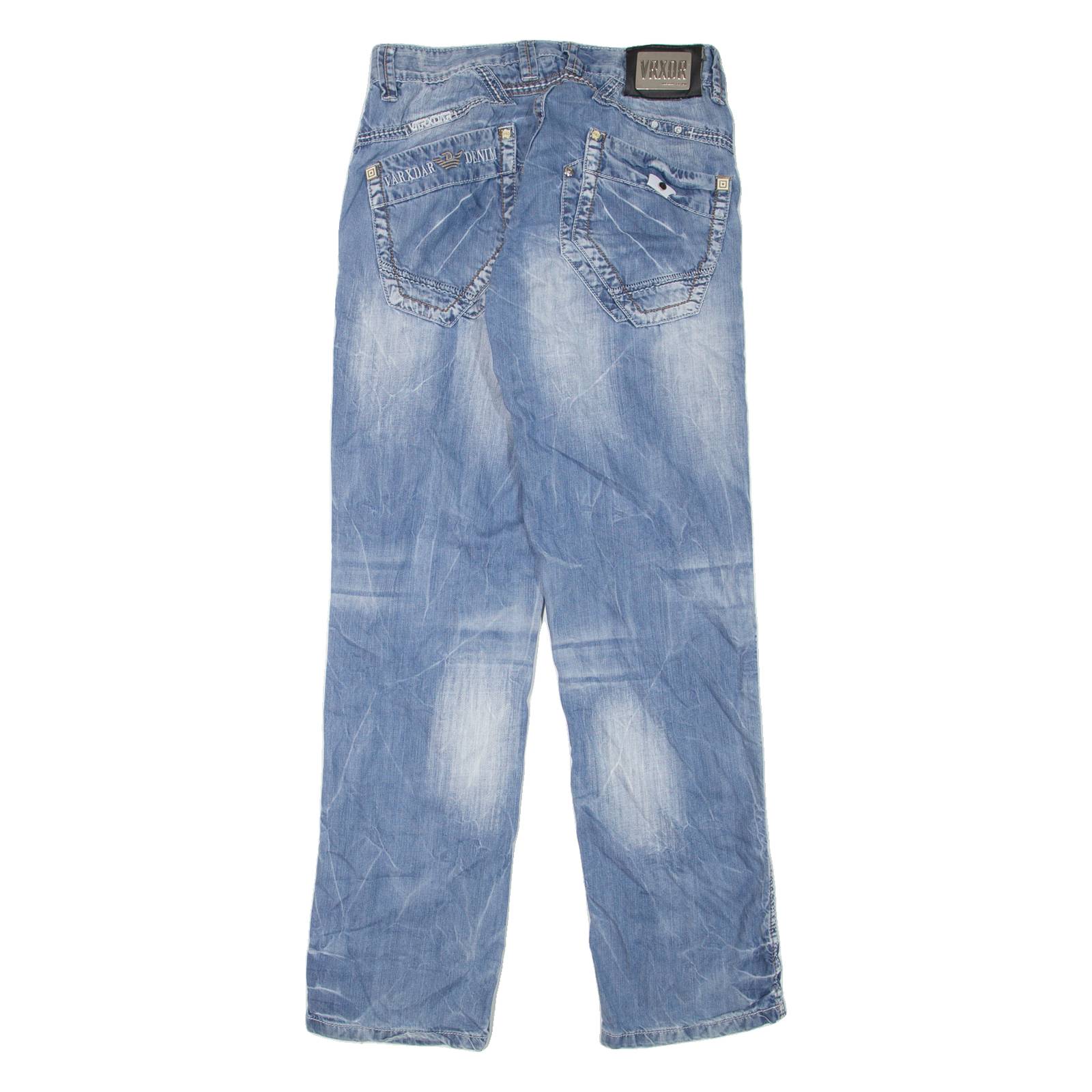 V-ARZ DAR Mens Jeans Blue Regular Straight Stone Wash W30 L30