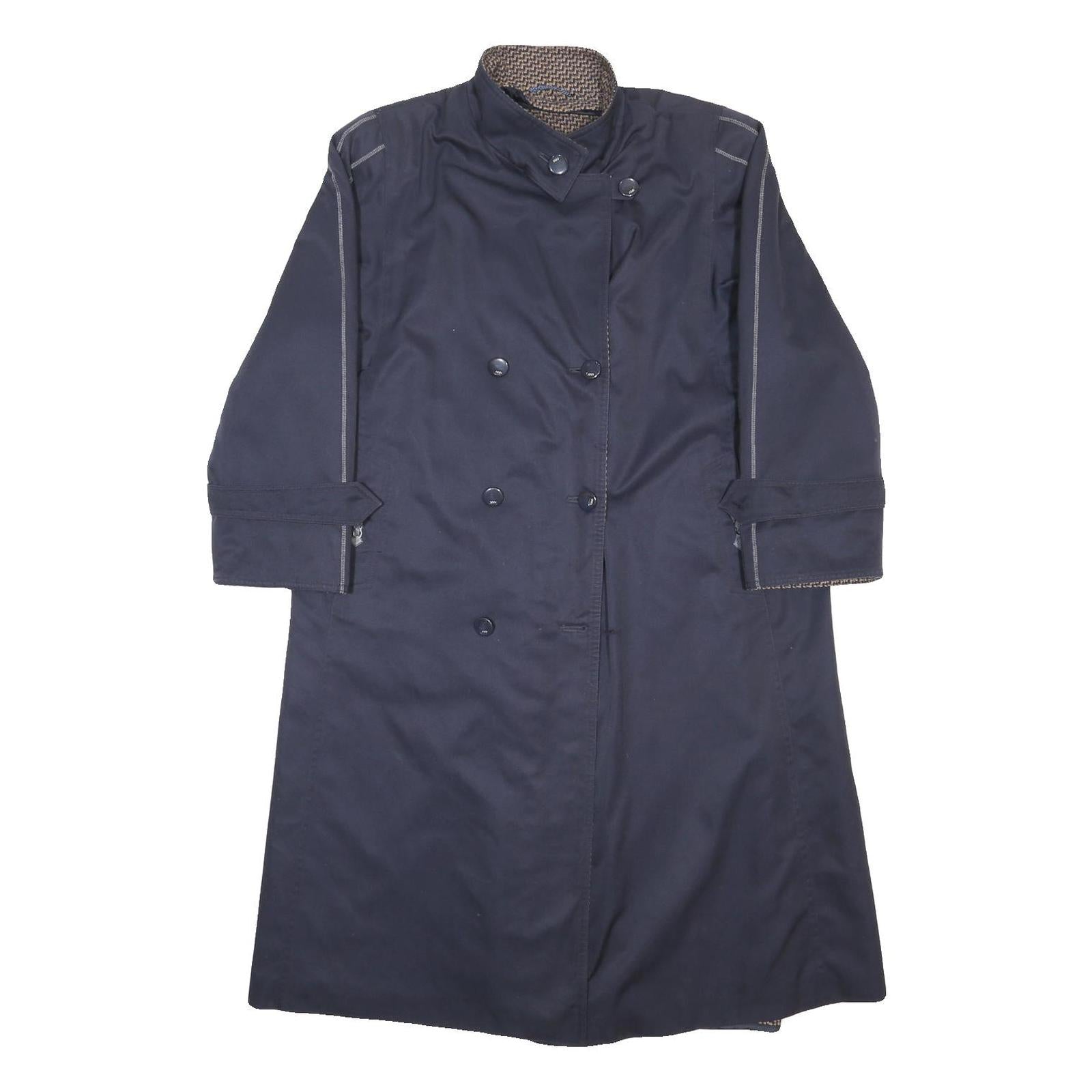 KARNER Womens Navy Blue Statement Button Cotton Blend Jacket L Long Sleeve