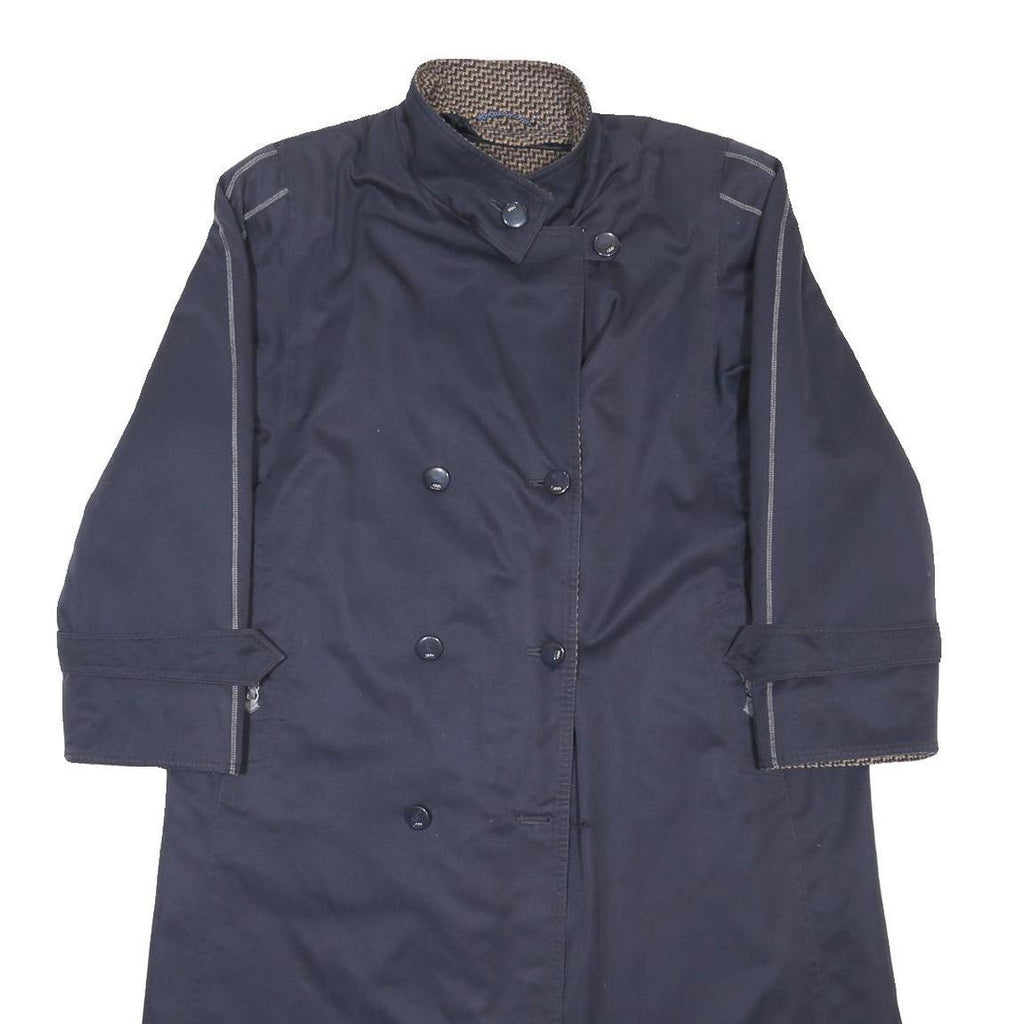 KARNER Womens Navy Blue Statement Button Cotton Blend Jacket L Long Sleeve