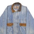 BANDANA Mens Blue Denim Jacket L Cotton Workwear Zip Button Pocket Casual