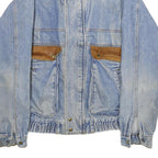 BANDANA Mens Blue Denim Jacket L Cotton Workwear Zip Button Pocket Casual