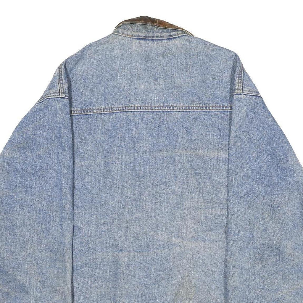 BANDANA Mens Blue Denim Jacket L Cotton Workwear Zip Button Pocket Casual