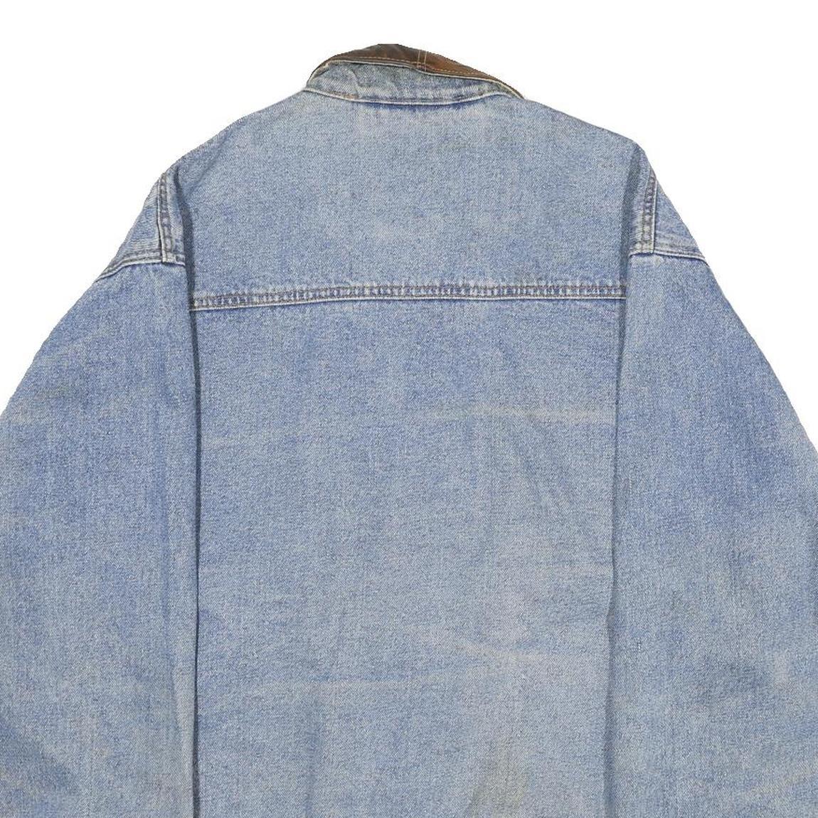 BANDANA Mens Blue Denim Jacket L Cotton Workwear Zip Button Pocket Casual