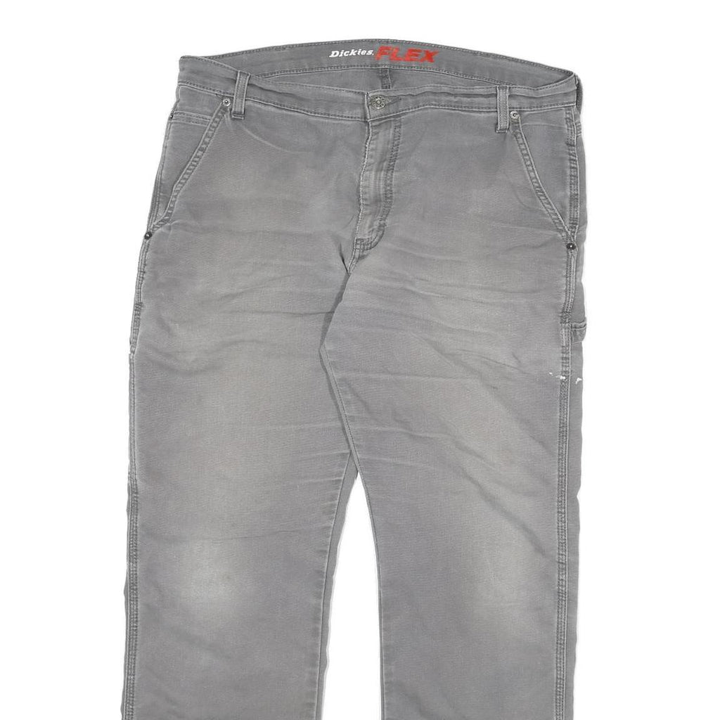 DICKIES Mens Regular Grey Cotton Blend Regular Fit Trousers W36 L31 Workwear