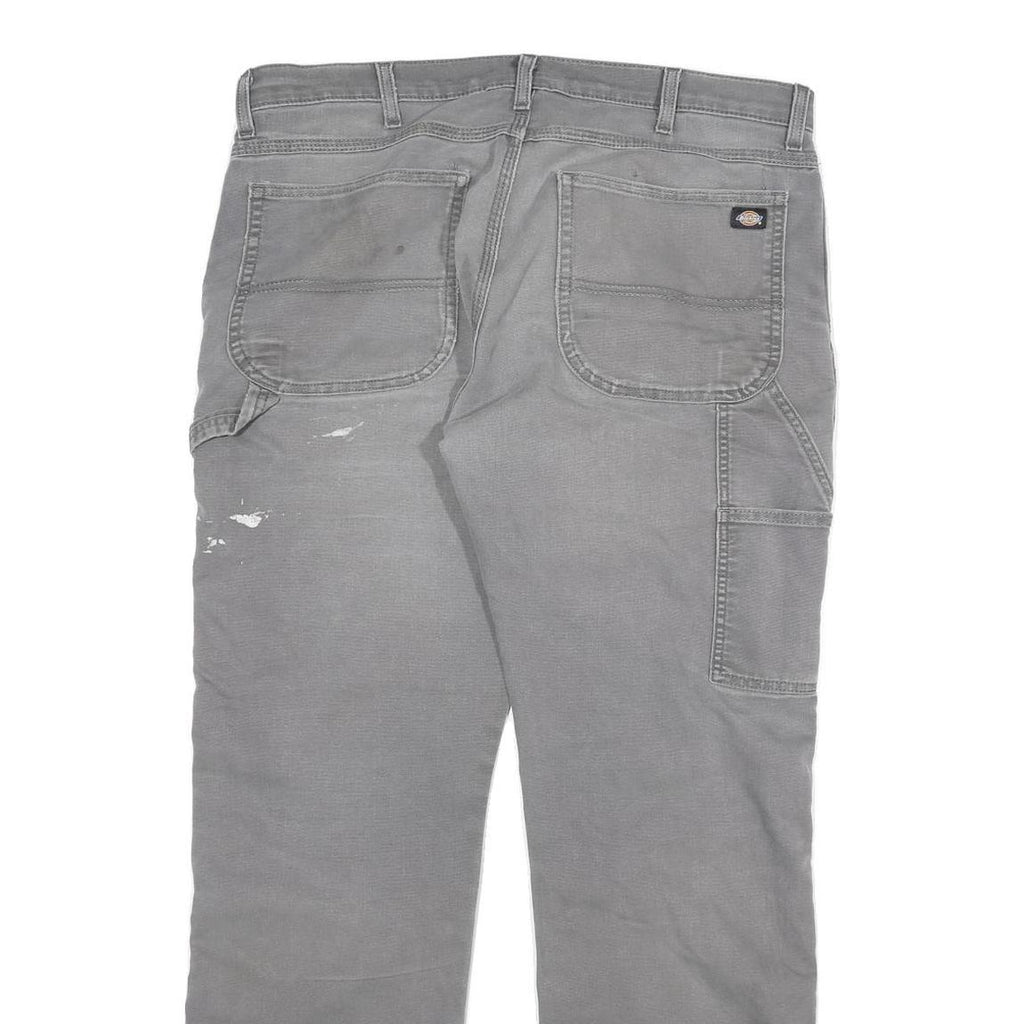DICKIES Mens Regular Grey Cotton Blend Regular Fit Trousers W36 L31 Workwear