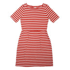 SEASALT CORNWALL Womens Red & White Striped Day Cotton Blend Short Sleeve Knee