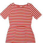 SEASALT CORNWALL Womens Red & White Striped Day Cotton Blend Short Sleeve Knee