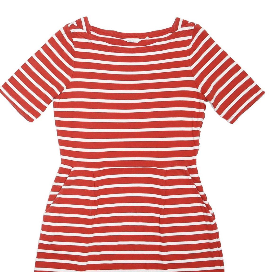 SEASALT CORNWALL Womens Red & White Striped Day Cotton Blend Short Sleeve Knee